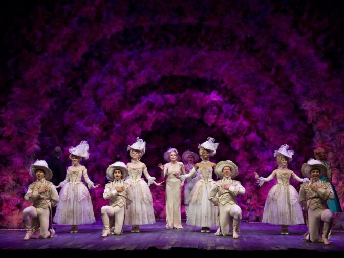 Jan Maxwell (center) and the cast of the Kennedy Center production of “Follies” at the Center Theatre Group/Ahmanson Theatre.