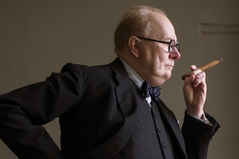 Gary Oldman stars as Winston Churchill in director Joe Wright's DARKEST HOUR, a Focus Features release.