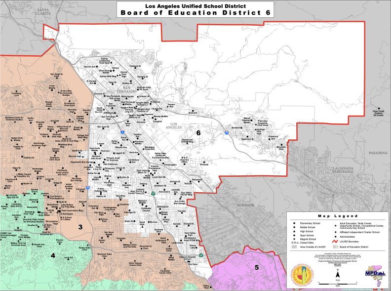 LAUSD board district 6 is shown in white