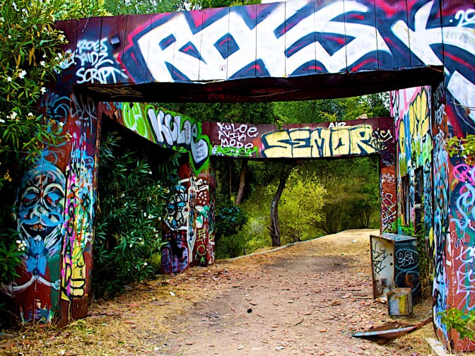 A metal archway at Murphy Ranch in the Pacific Palisades, taken July 28, 2013.