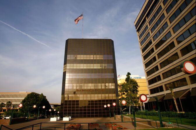 San Bernardino City Hall on May 14, 2008 in San Bernardino, California. The city is facing deep economic problems.