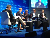 A panel about innovation in cities at the 18th annual Milken Global Conference in Beverly Hills.