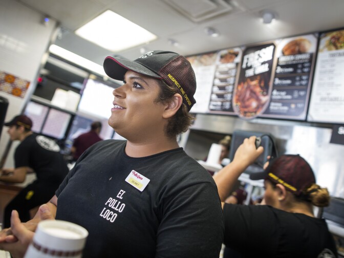 A month ago, Delaney Martinez started working at this El Pollo Loco owned by transgender activist, public speaker and businesswoman Michaela Mendelsohn. Martinez met Mendelsohn at the Los Angeles LGBT Center.
