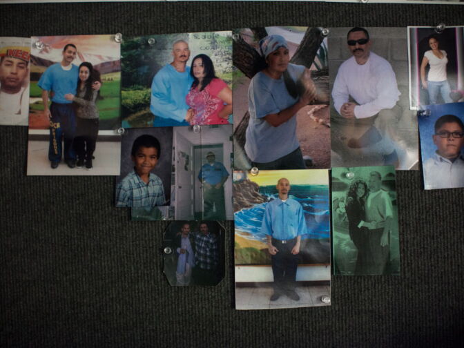 Art Laboe keeps photos of his fans, many of whom write from prison, on the walls of his Hollywood studio.