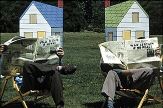 A scene from Norman McLaren's film Neighbours.