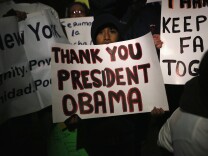 NEW YORK, NY - NOVEMBER 21:  Immigrants rights activists gather to celebrate U.S. President Barack Obama's executive action on immigration policy in Washington Square Park on November 21, 2014 in New York City. Obama announced a plan on Thursday that would ease the threat of deportation for about 4.7 million undocumented immigrants in the United States. (Photo by John Moore/Getty Images)