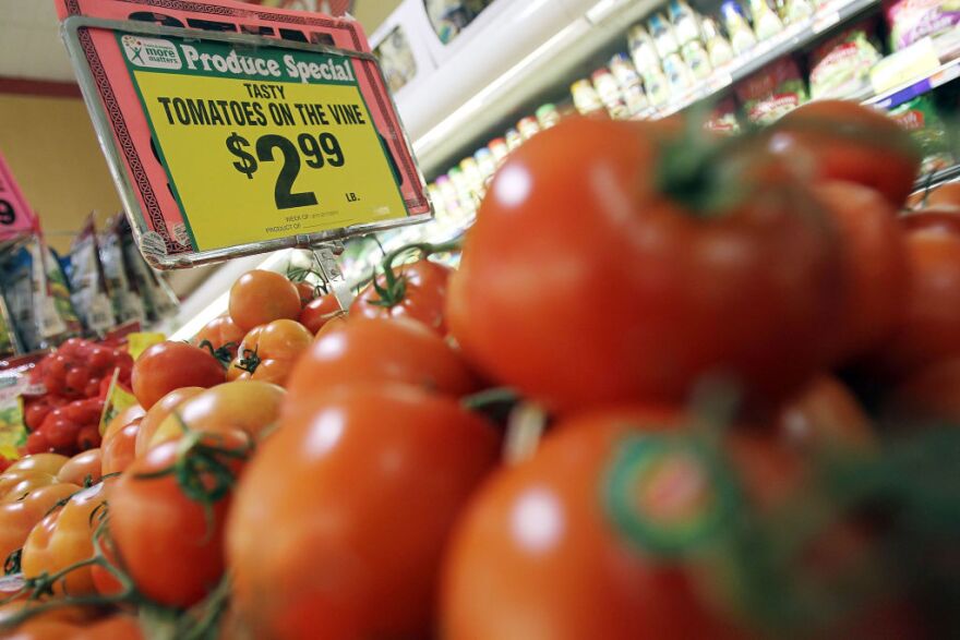 Tomatoes are seen for sale in a grocery store February 16, 2010 in New York City. 