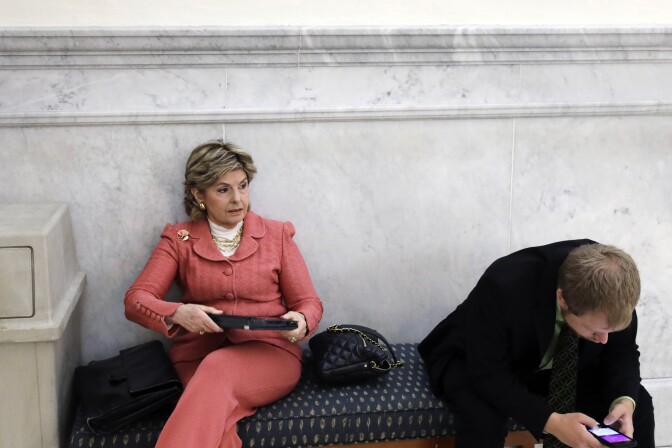 Attorney Gloria Allred waits to enter the courtroom during Bill Cosby's sexual assault trial on June 9, 2017  in Norristown, Pennsylvania.