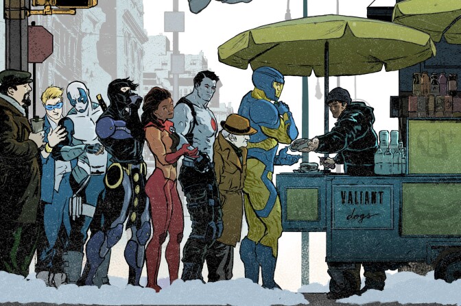 Original illustration of the Valiant superheroes, created for Vulture