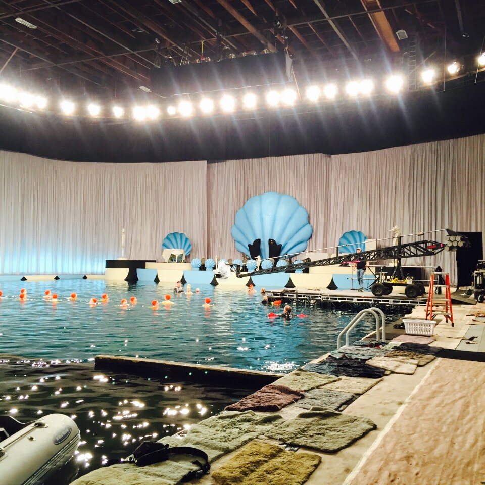 On set of "Hail, Caesar!" water ballet sequence