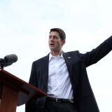 Republican vice presidential candidate, U.S. Rep. Paul Ryan (R-WI) speaks during a campaign rally in front of the USS Wisconsin August 11, 2012 in Norfolk, Virginia. Republican presidential candidate Mitt Romney announced Paul Ryan, a seven term congressman, as his presidential running mate. Ryan is the Chairman of the House Budget Committee and provides a strong contrast to the Obama administration on fiscal policy.