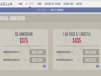 A screenshot of Coachella.com's purchase page.