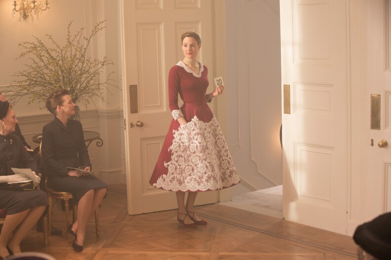 Costume designer Mark Bridges' final design for The House of Woodcock spring fashion show in "Phantom Thread."