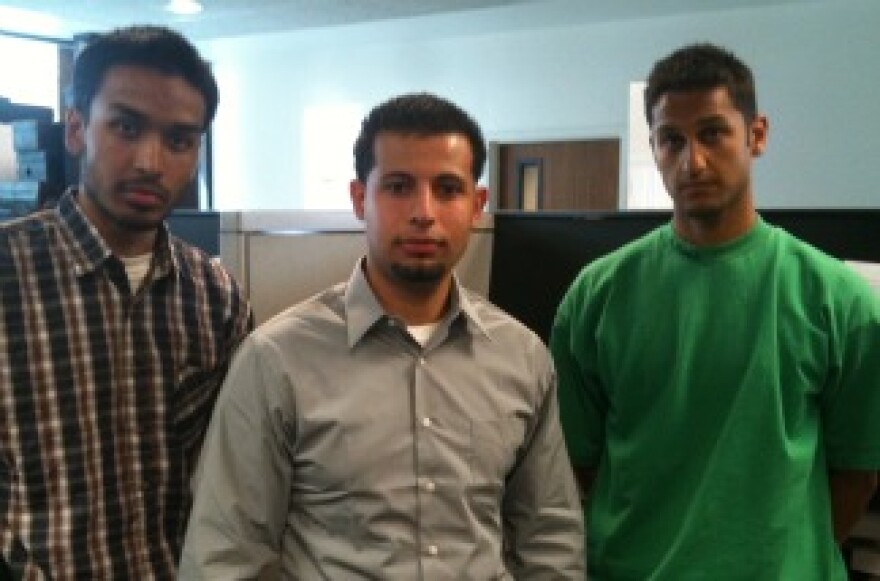Members of Cal State Long Beach Muslim Student Association (left to right) Hamad Nasoordeen, Thamer Hussein and Khalil Daniel Sheikh.
