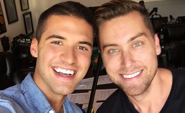 Raymond Braun (L) poses with Lance Bass. Braun is YouTube's lead exec in charge of outreach to the LGBT community.