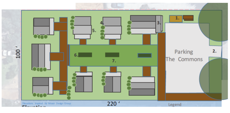 A schematic shows the plans for the cottages