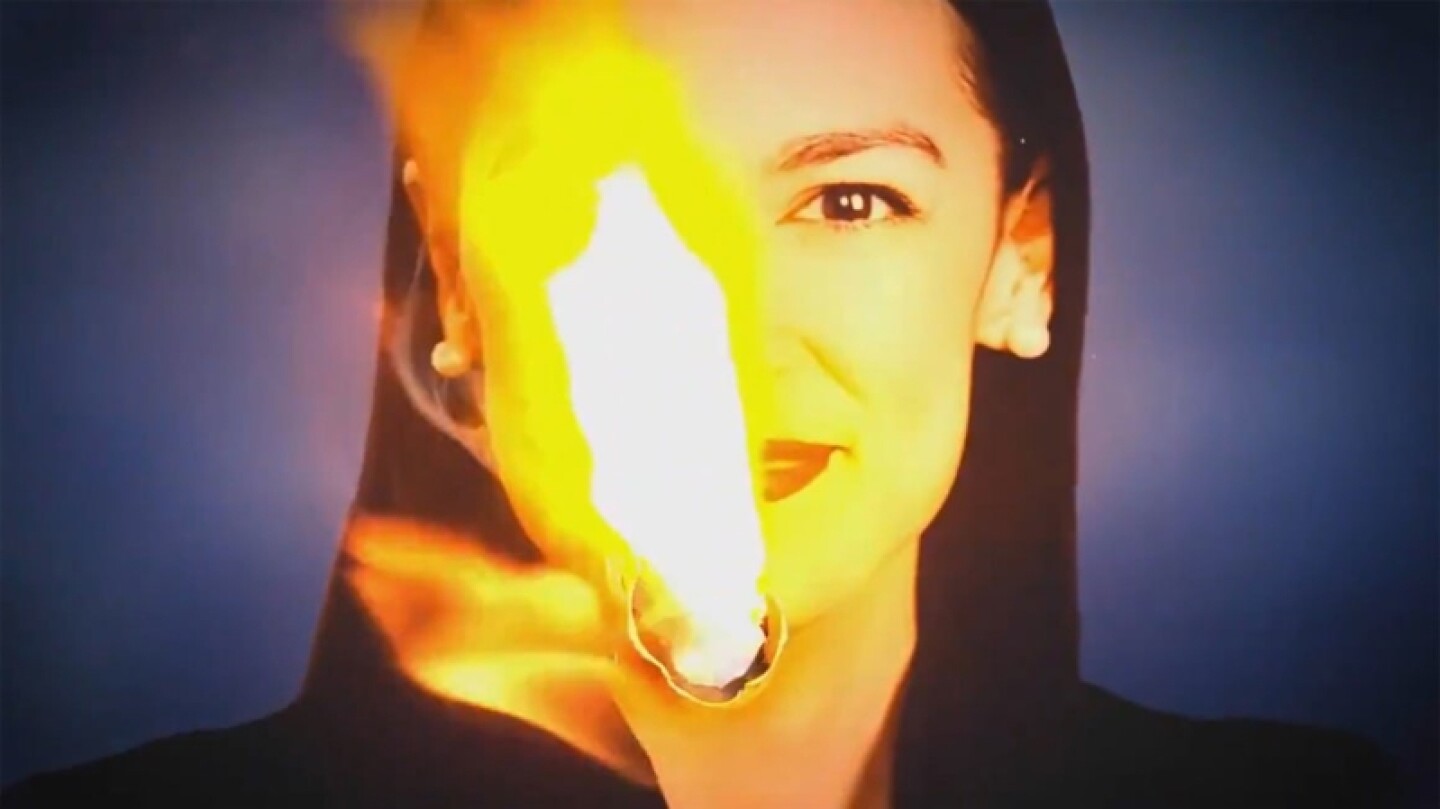 A still frame from an ad that ran during the Democratic candidates debate on Aug. 12. The ad attacked Congresswoman Alexandria Ocasio-Cortez.