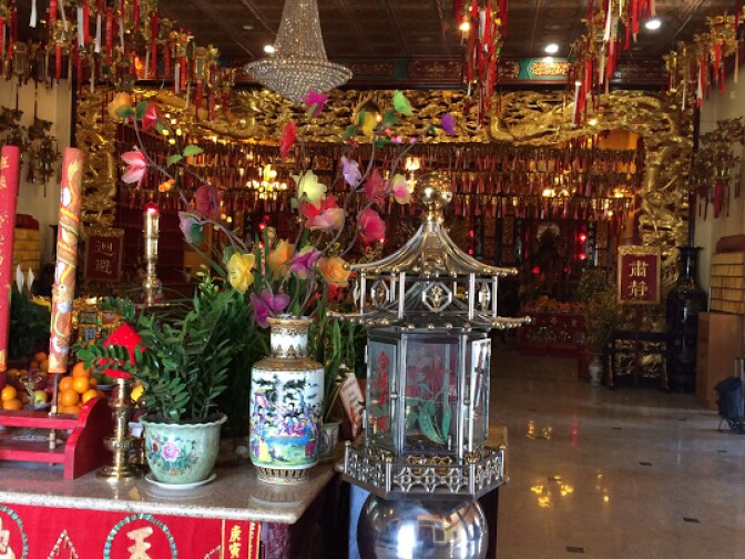 View inside the Chua Thien Hau Temple in LA's Chinatown. 