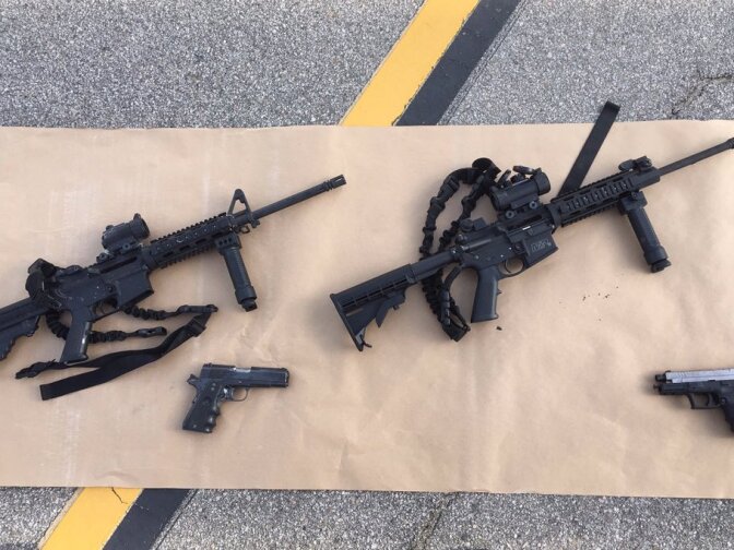 A photo of the four guns used in the San Bernardino shooting.