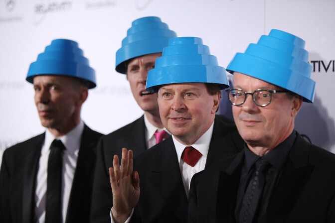 (L-R) Bob Mothersbaugh, Bob Casale, Gerald Casale and Mark Allen Mothersbaugh of Devo attend the Art Of Elysium "Heaven" Gala 2011 at The California Science Center Exposition Park on Jan. 15, 2011 in Los Angeles.