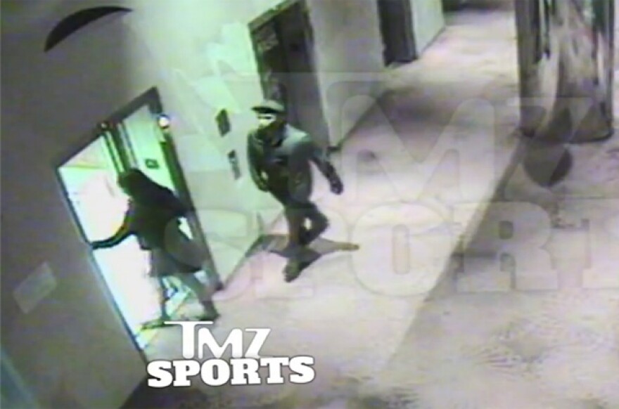 Still image of Ray Rice and then fiancee Janay Palmer getting on an elevator in Atlantic City. This was the first video that TMZ released that ultimately led to Rice being released from the NFL, and an internal investigation into how the NFL handled the situation 