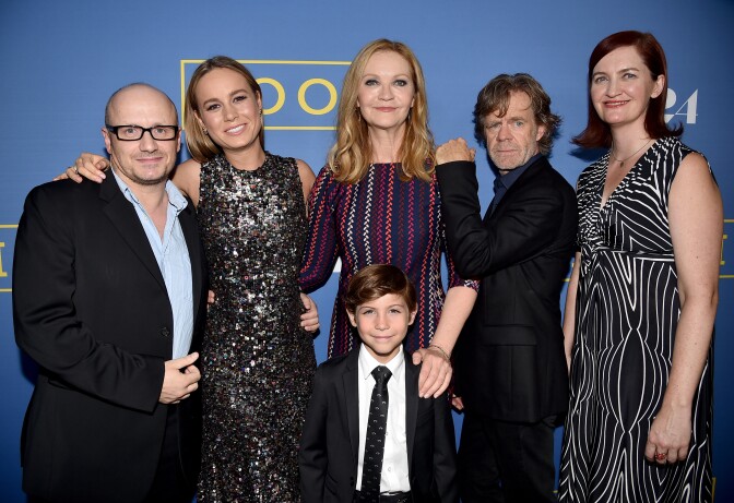 (L-R) 'Room' Director Lenny Abrahamson, actress Brie Larson, actor Jacob Tremblay, actress Joan Allen, actor William H. Macy and writer Emma Donoghue. Abrahamson collaborated with Donoghue on adapting 'Room' for the screen.