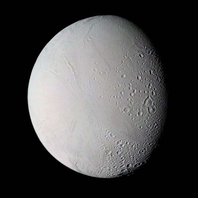 Enceladus, as seen by Voyager 2.