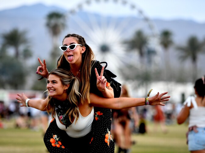 Festivalgoers attend the 2018 Coachella Valley Music and Arts Festival at the Empire Polo Field on April 21, 2018 in Indio, California.