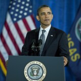 OSWATOMIE, KS - DECEMBER 6:   U.S. President Barack Obama speaks about the economy at Osawatomie High School December 6, 2011 in Osawatomie, Kansas. Obama described the middle class struggles as the defining issue of our time in the speech.  (Photo by Julie Denesha/Getty Images)