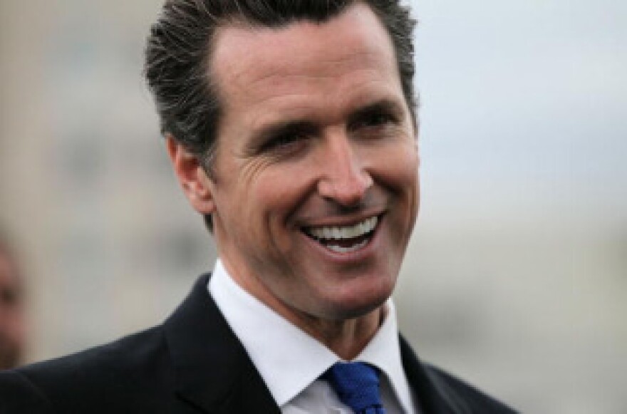 San Francisco mayor Gavin Newsom smiles during a news conference May 25, 2010 in San Francisco, California.