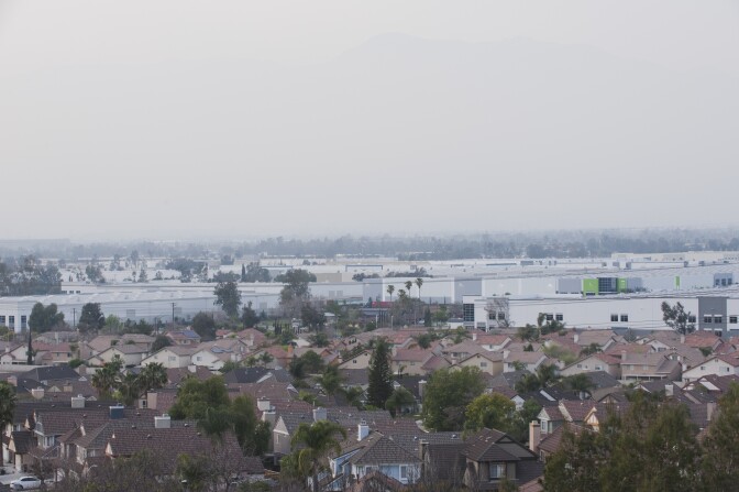 In the least decade, millions of acres of white warehouses have been built amongst residential neighborhoods in Fontana, California.