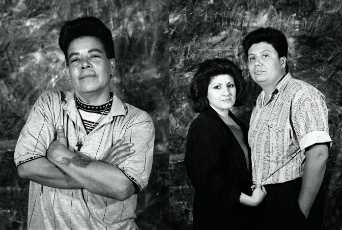 Portraits from the series, "Plush Ponies" by photographer Laura Aguilar, c1990s. These images are on display at "Axis Mundo: Queer Networks in Chicano L.A."