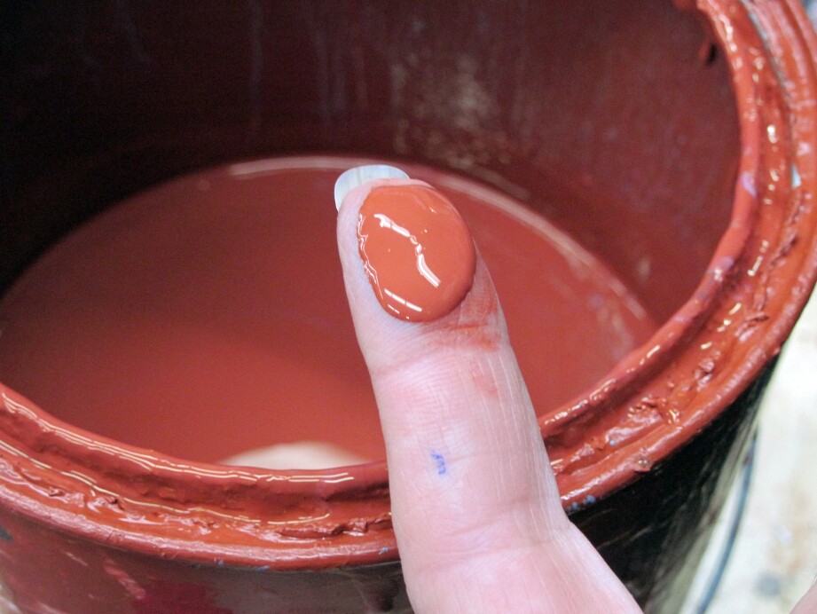 A bit of "international orange" paint on Susan Stamberg's fingertip.