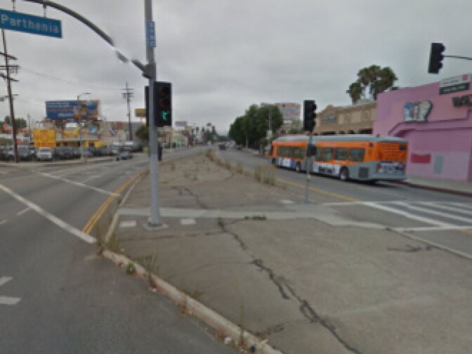 A "before" photo of the median in the middle of Van Nuys Boulevard in Panorama City. Pacoima Beautiul hopes to revitalize the street with grass, trees and walkways for pedestrians. The group learned it received funding from Mayor Eric Garcetti's Great Streets Challenge on Friday, Feb. 3, 2017.