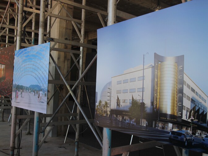 Displays of renderings for the Academy Museum of Motion Pictures.