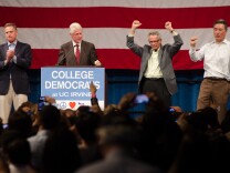 Left to right - Scott Peters, Democratic congressional candidate, Former President Bill Clinton,  Alan Lowenthal, Democratic congressional conadidate, and Mark Takano, Democratic  congressional candidate at a “California’s Voice” event at University of California Irvine in Irvine Calif., Tuesday, October 23, 2012. Clinton endorsed serveral Democratic congressional candidates including Raul Ruiz , and Julia Brownley for Ventura at the rally.