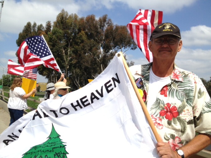 Bill Kezar joins We The People California's Crusader for a protest in Brea, CA.
