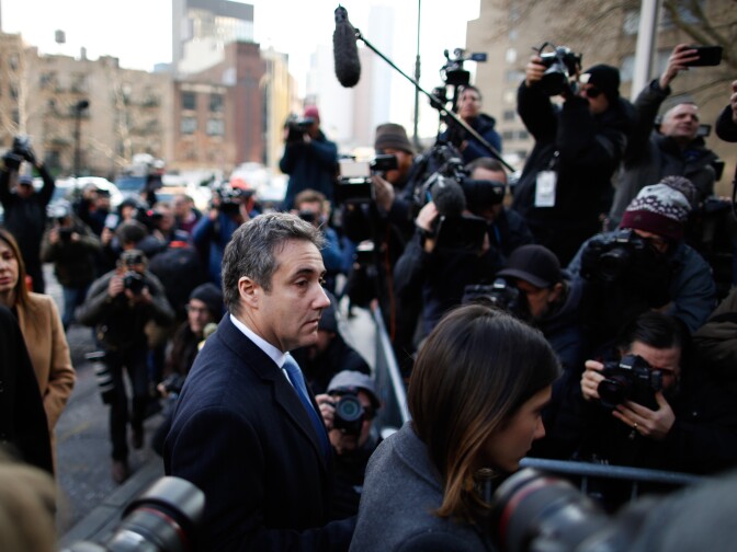 NEW YORK, NY - DECEMBER 12: Michael Cohen, (L) President Donald Trump's former personal attorney and fixer, arrives at federal court for his sentencing hearing, December 12, 2018 in New York City. Cohen is set to be sentenced by a federal judge after pleading guilty in August to several charges, including multiple counts of tax evasion, a campaign finance violation and lying to Congress. (Photo by Eduardo Munoz Alvarez/Getty Images)