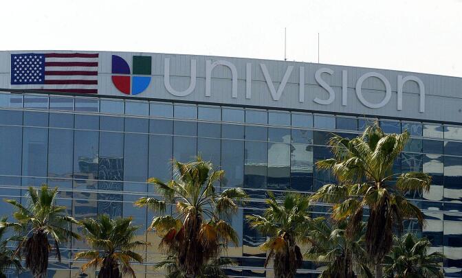 LOS ANGELES, UNITED STATES:  The headquarters of Univision Communications is pictured 12 June 2002 in Los Angeles, where it was announced that the Spanish-language media group will take over the Dallas-based radio firm Hispanic Broadcasting in an all-stock deal worth 3.5 billion USD.  AFP PHOTO/Mike NELSON (Photo credit should read MIKE NELSON/AFP via Getty Images)