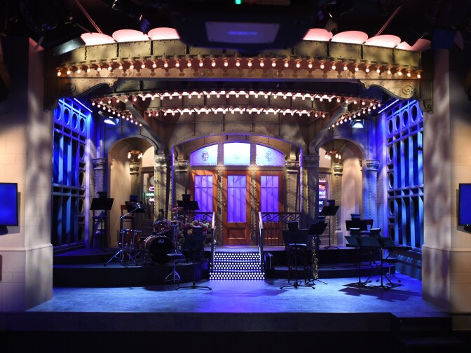 File: The SNL stage on  display during a media preview on May 29, 2015 at the Saturday Night Live: The Exhibition, celebrating the NBC programs 40-year history. 