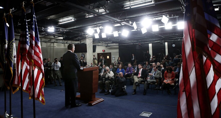 U.S. Speaker of the House Rep. John Boehner (R-OH) listens to questions during a news conference February 28, 2013 on Capitol Hill in Washington, DC.