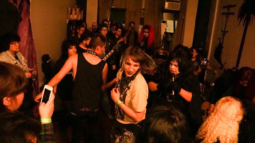East LA punks dance to South Gate band Trap Girl at La Conxa, 2017.