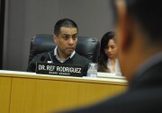 Los Angeles Unified School District board member Ref Rodriguez attends a Committee of the Whole meeting on Tues., Sept. 19, 2017.