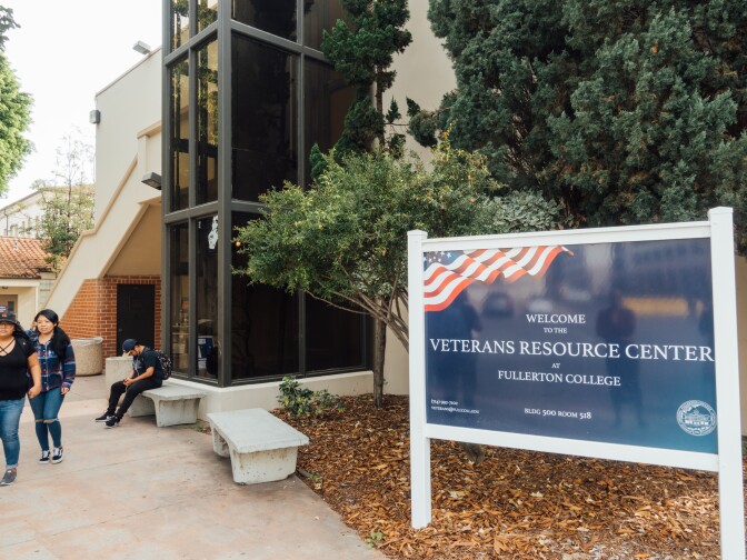 Outside the Veterans Resource Center on the campus of Fullerton College in Orange County.