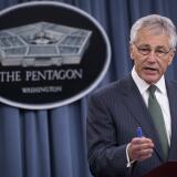US Defense Secretary Chuck Hagel speaks during a joint press conference with British Secretary of State for Defence Philip Hammond following meetings at the Pentagon in Washington, DC, on May 2, 2013.