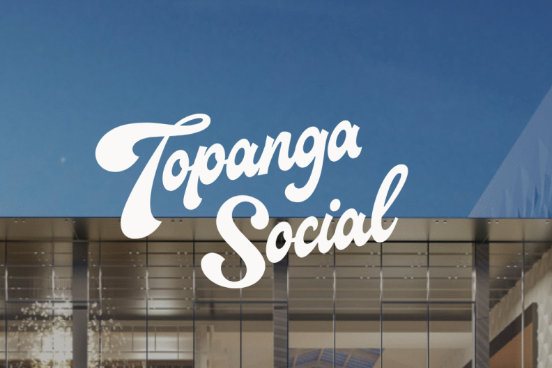 Picture of Westfield and in white words Topanga Social over it