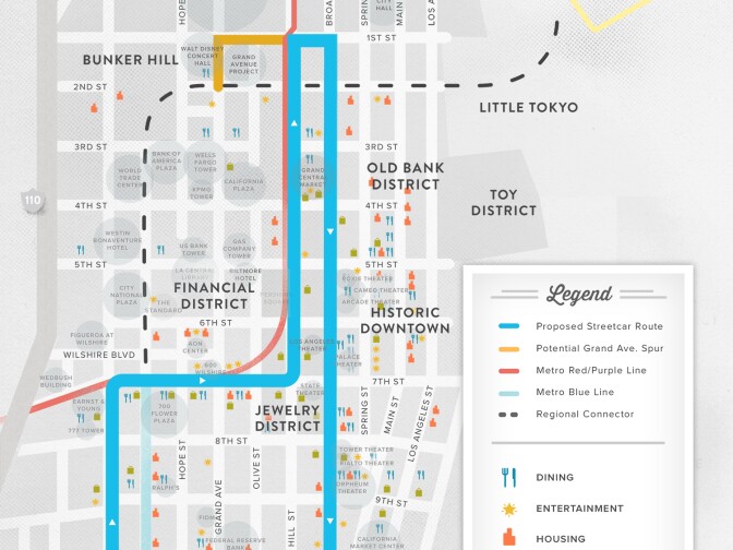 A map from the third party construction authority shows the proposed route for the streetcar.