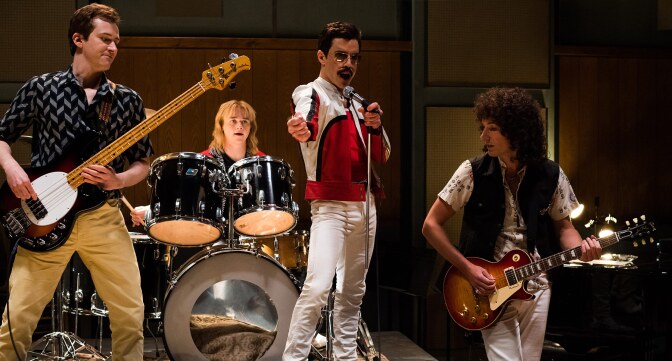 Rami Malek, Gwilym Lee, Ben Hardy, & Joseph Mazzello star as the band Queen in 20th Century Fox's "Bohemian Rhapsody"