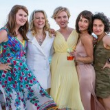 (L to R) Alice (Jillian Bell), Pippa (Kate McKinnon), Jess (Scarlett Johansson), Blair (Zoë Kravitz), and Frankie (Illana Grazer) in Columbia Pictures’ "Rough Night."