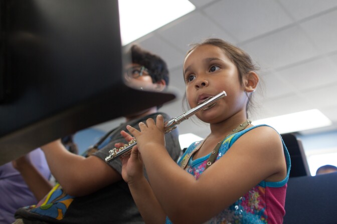 Atziri Rodriguez plays the piccolo in the Boyle Heights Community Youth Orchestra.